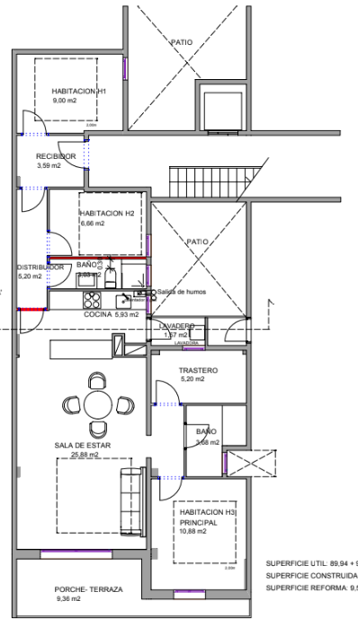 Plano reformado de la vivienda