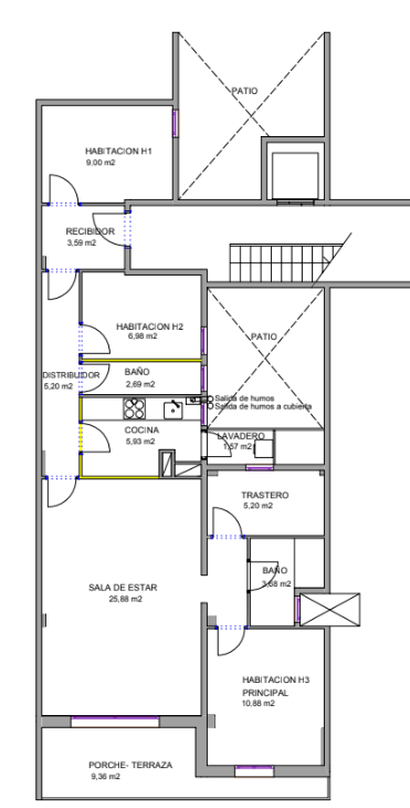 Plano original de la vivienda antes de la reforma